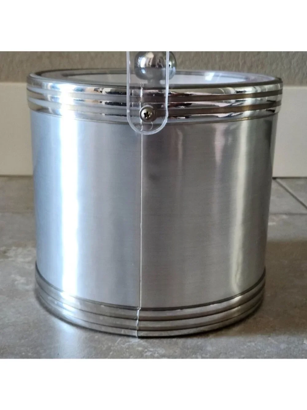 Vintage MCM Georges Briard Brushed Silver Tone Ice Bucket With Lid And Handle